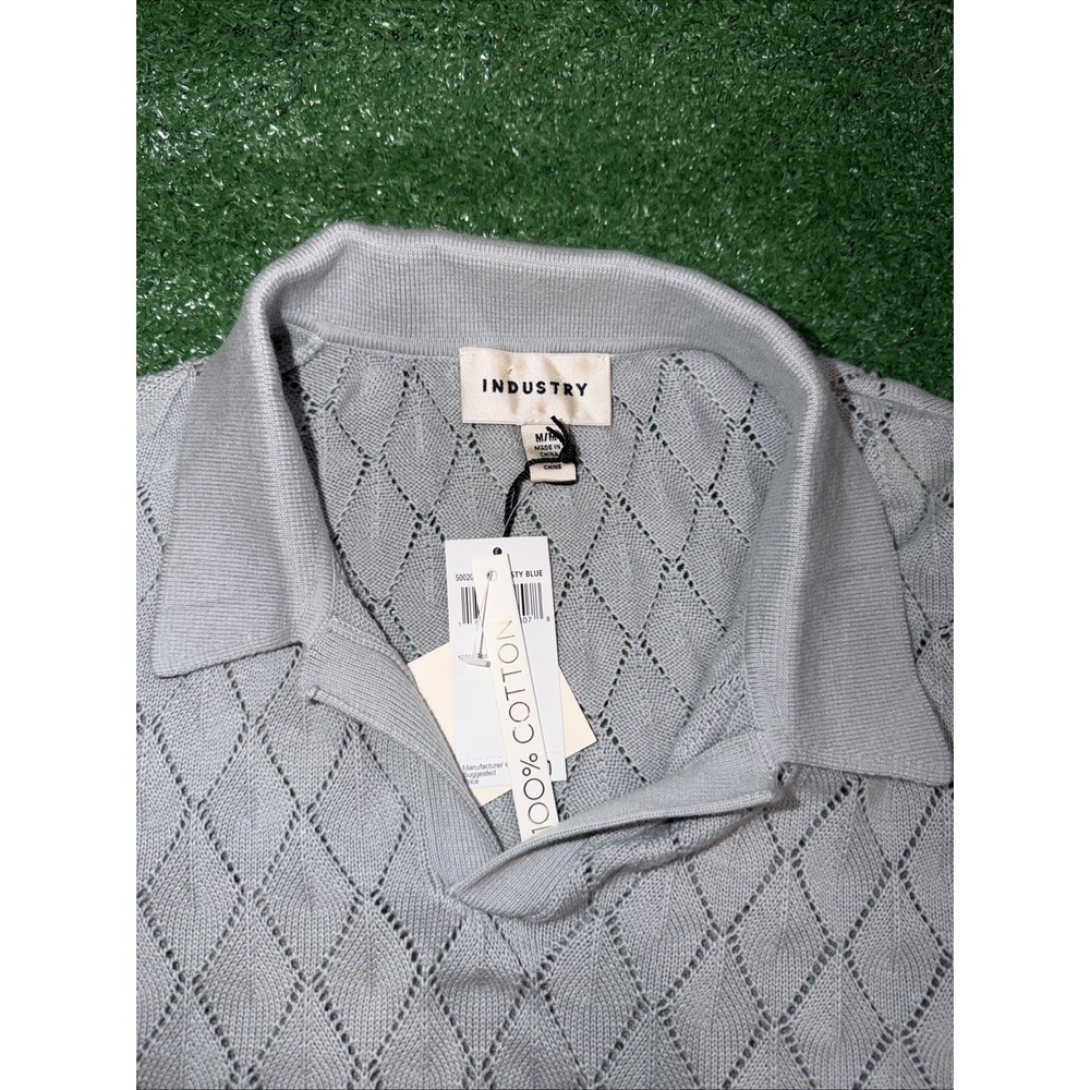 Industry Republic Clothing Blue Textured Polo Men's Medium NWT - Picture 2 of 5